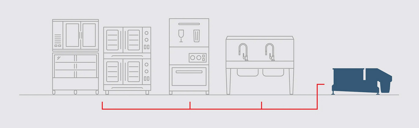 Illustration på grå bakgrund som visar köksapparater.