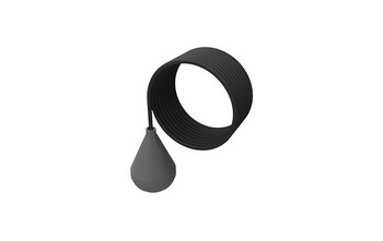 Runt svart rör med grå vippa.