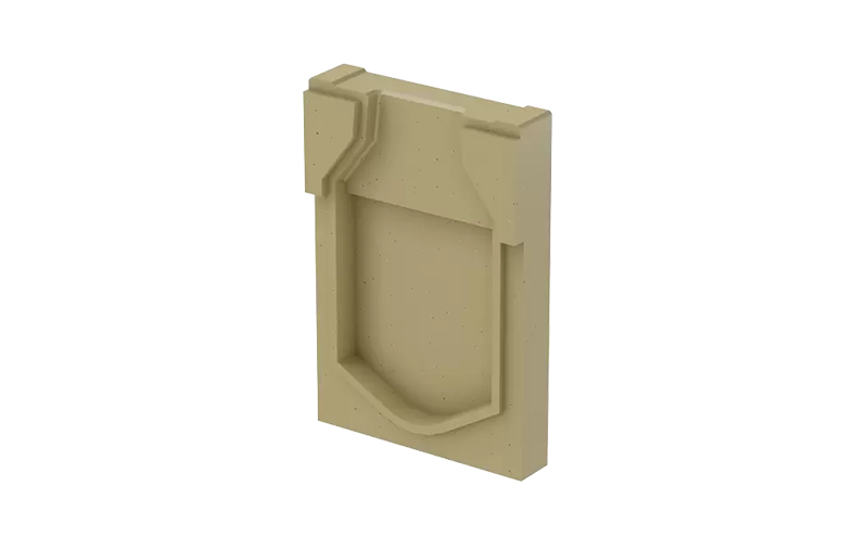 Beige rektangulär stående platta.