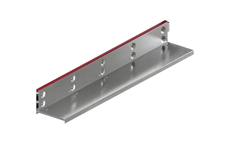 L-formad metallskena med en röd stripe till vänster.