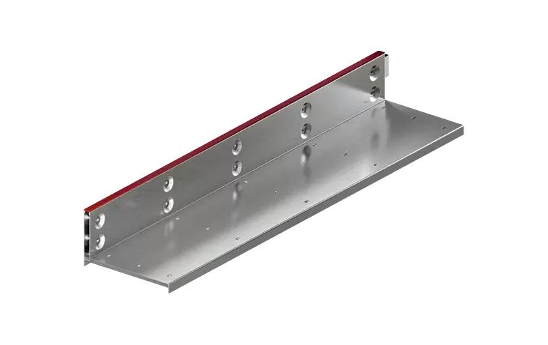 L-formad metallskena med en röd stripe till vänster.