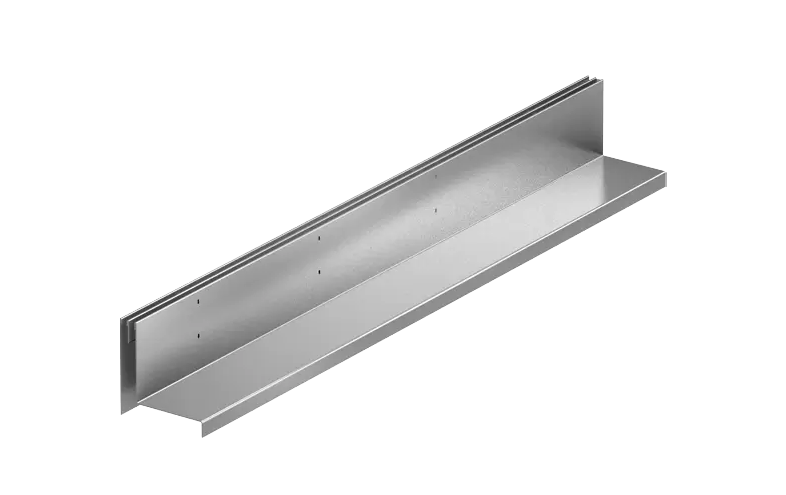L-formad metallskena med dubbla spår till vänster.