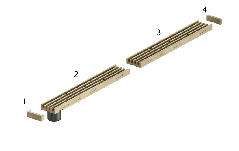 Flera beige moduler är ihopsatta som ett system.
