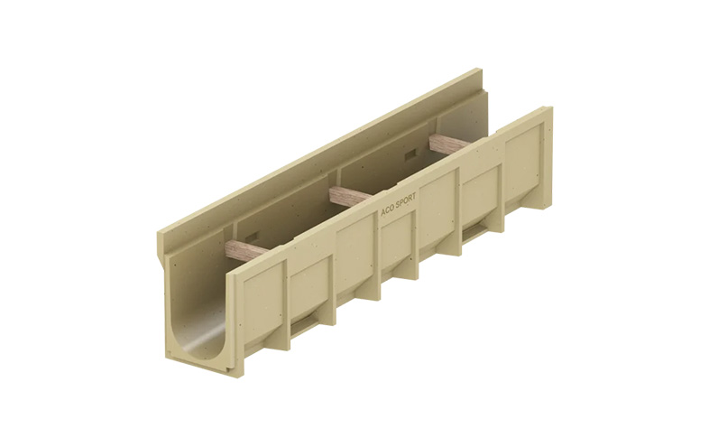 Beige markränna i u-profil med en högre kant.